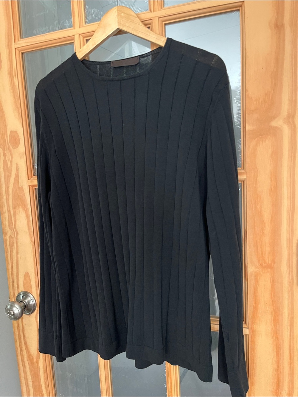 Alpha Massimo Rebecchi Crewneck ribbed lightweight cotton pullover Italian 50